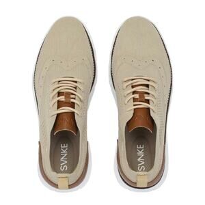 Beige Knit Oxford with Leather Trim